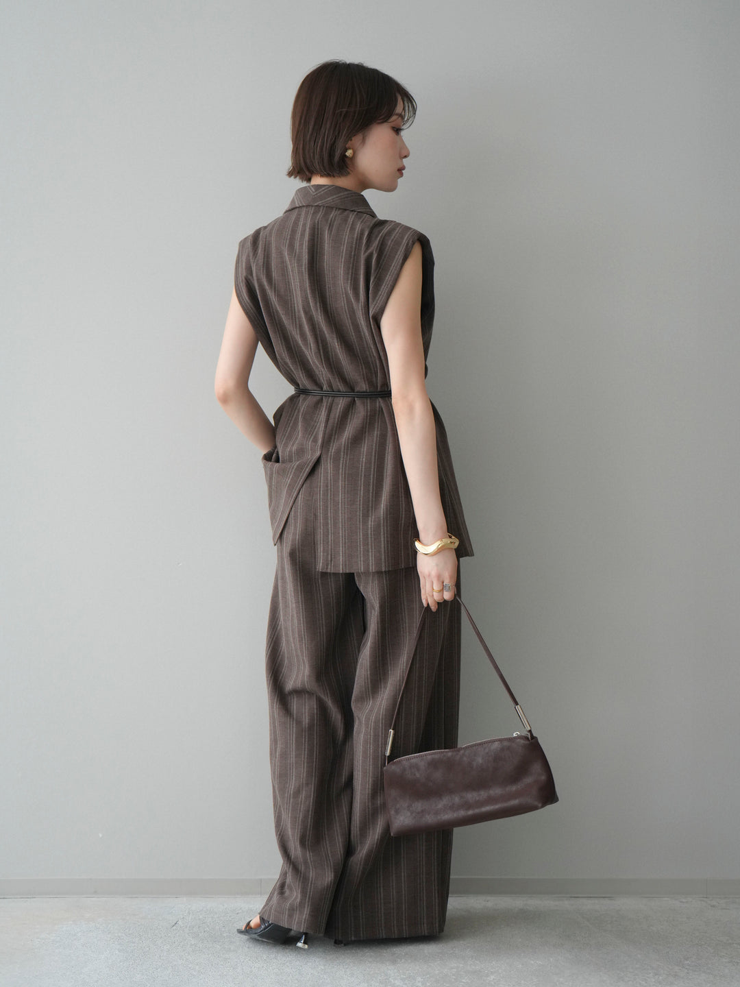 [SET]モチーフベルト付ストライプジレ＆パンツSETUP