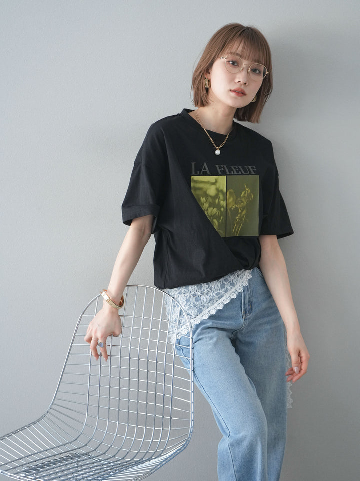 [予約]カラープリントビッグTシャツ/ブラック2