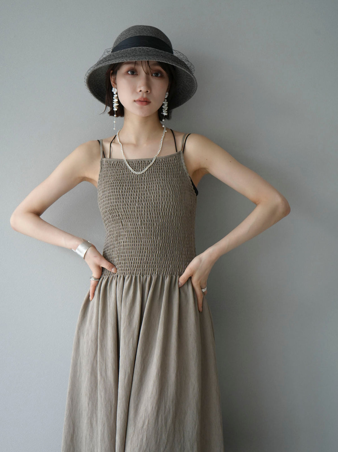 [Pre-order] Gathered Camisole Dress/Khaki