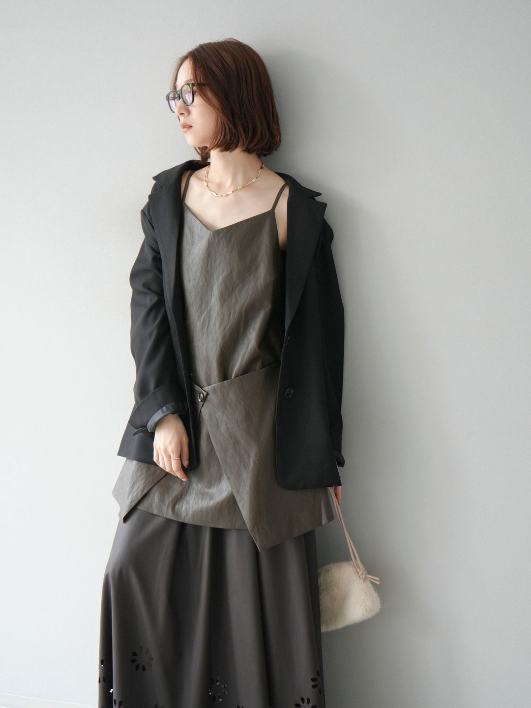 [予約]エステルオーバーテーラードジャケット/ブラック