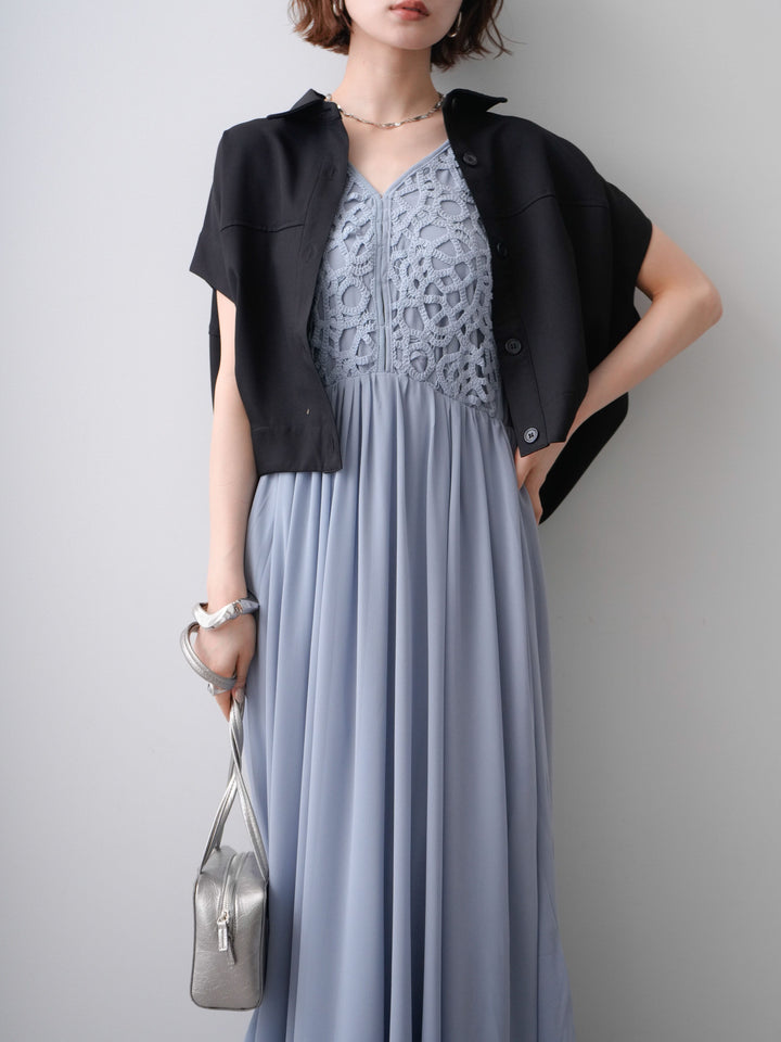 [予約]クロシェシフォンキャミワンピース/lightblue