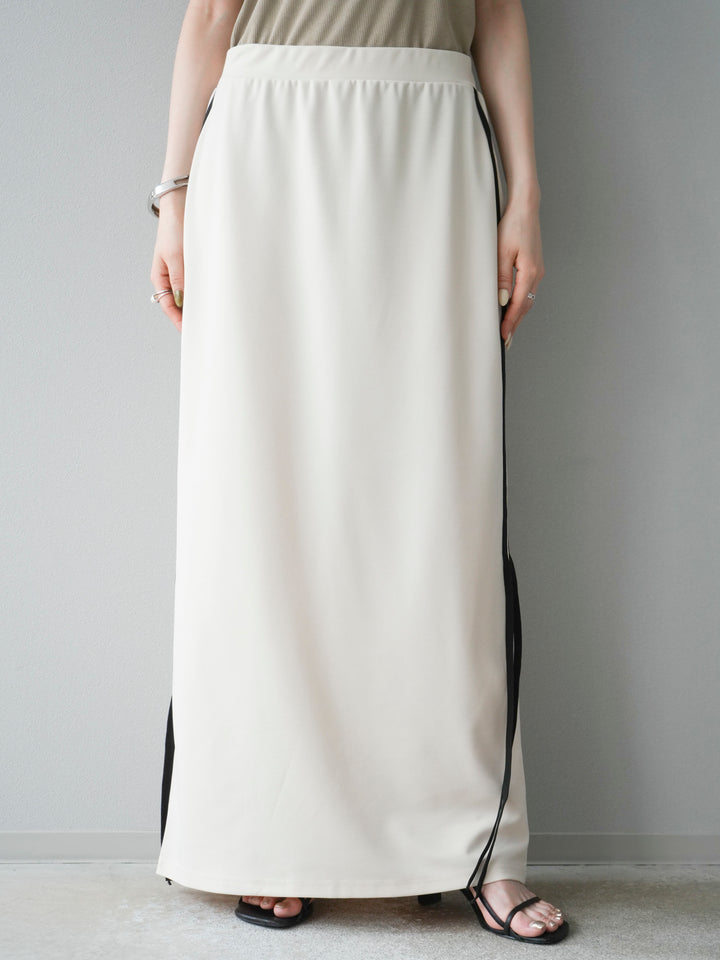 [予約]サイドラインジャージナロースカート/アイボリー