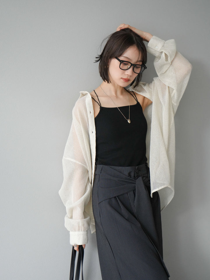 [予約]コットンラメメッシュオーバーシャツ/アイボリー