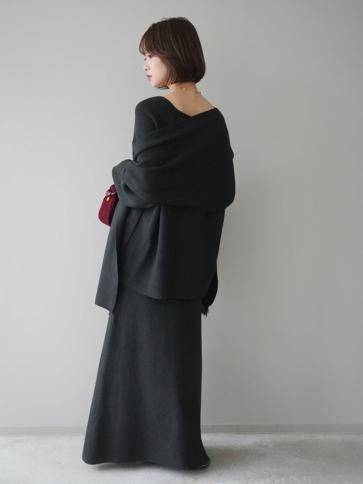 [SET]ストール付キーネックニットSET UP