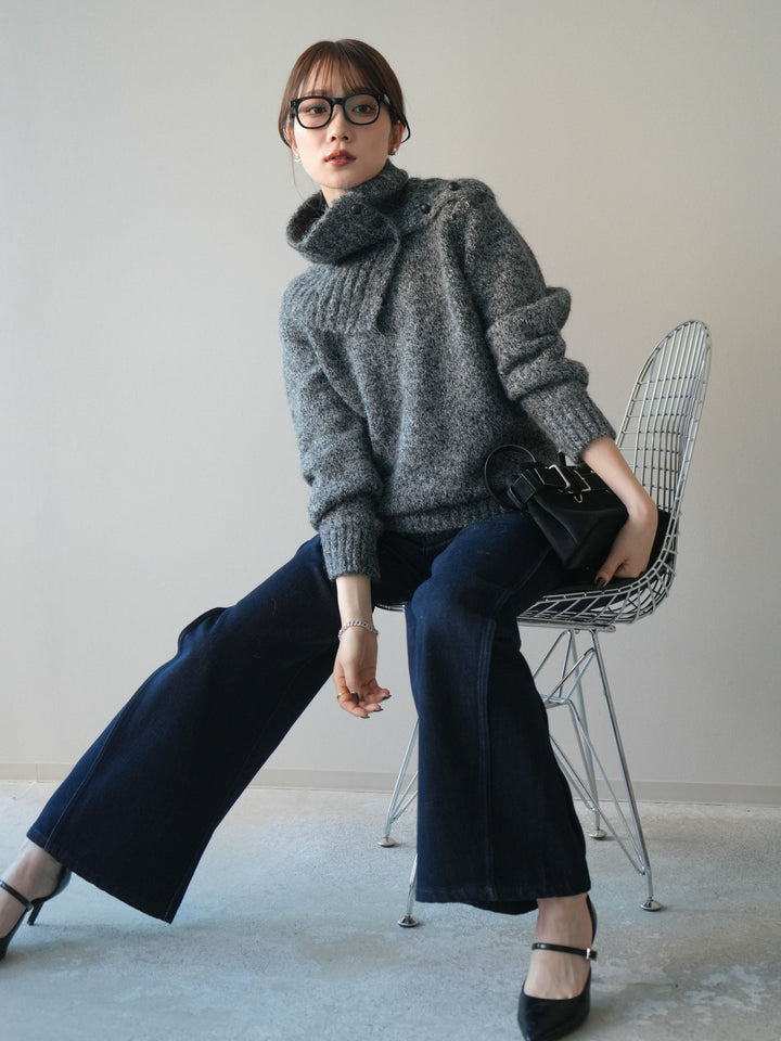 [予約]ネック付MIXニットアンサンブル/gray
