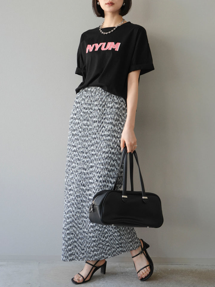 [予約]マルチカラーランダムプリーツタイトスカート/ブラック