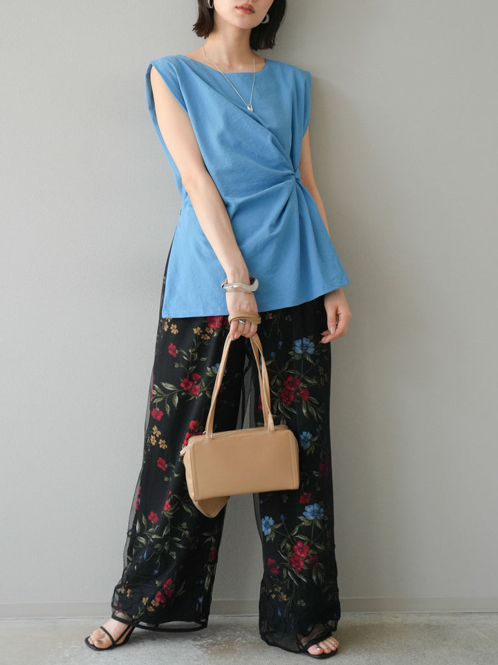 [予約]サイドツイストフレンチトップス/ブルー