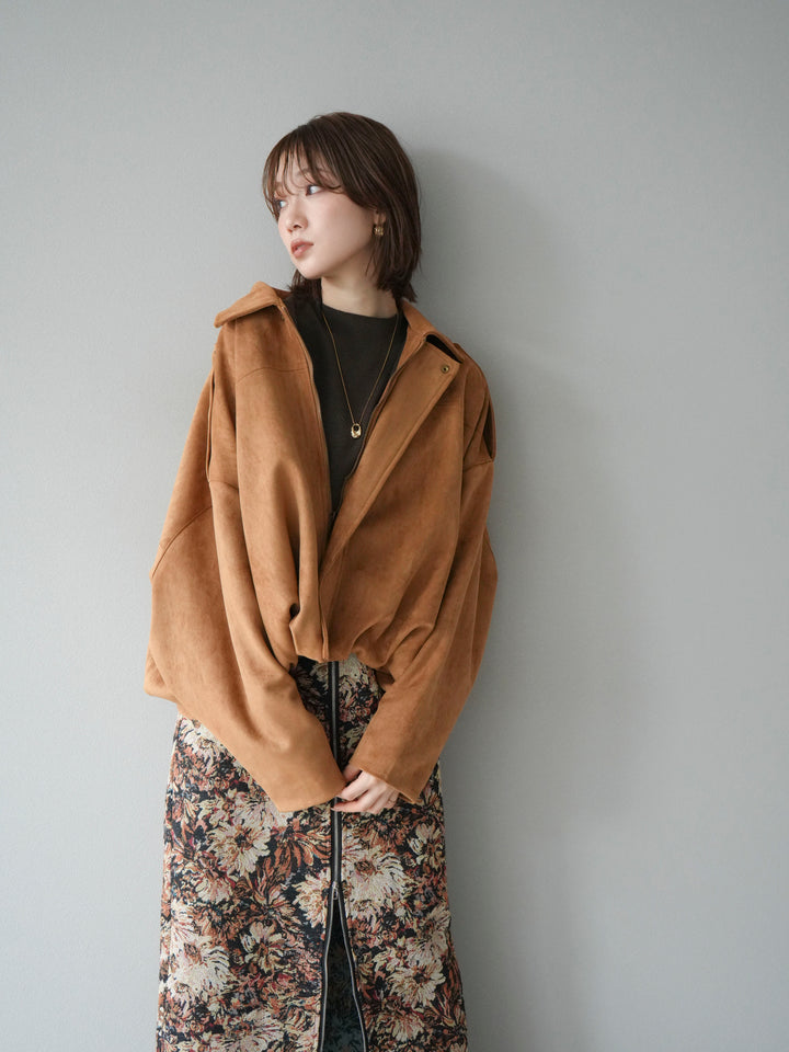 [SET]スウェードオーバーブルゾン+ゴブランフロントジップタイトスカート(2set)