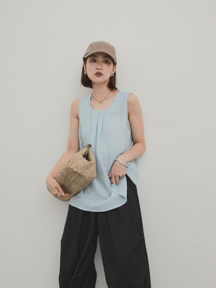 [予約]シアータックアシンメトリーブラウス/ライトブルー