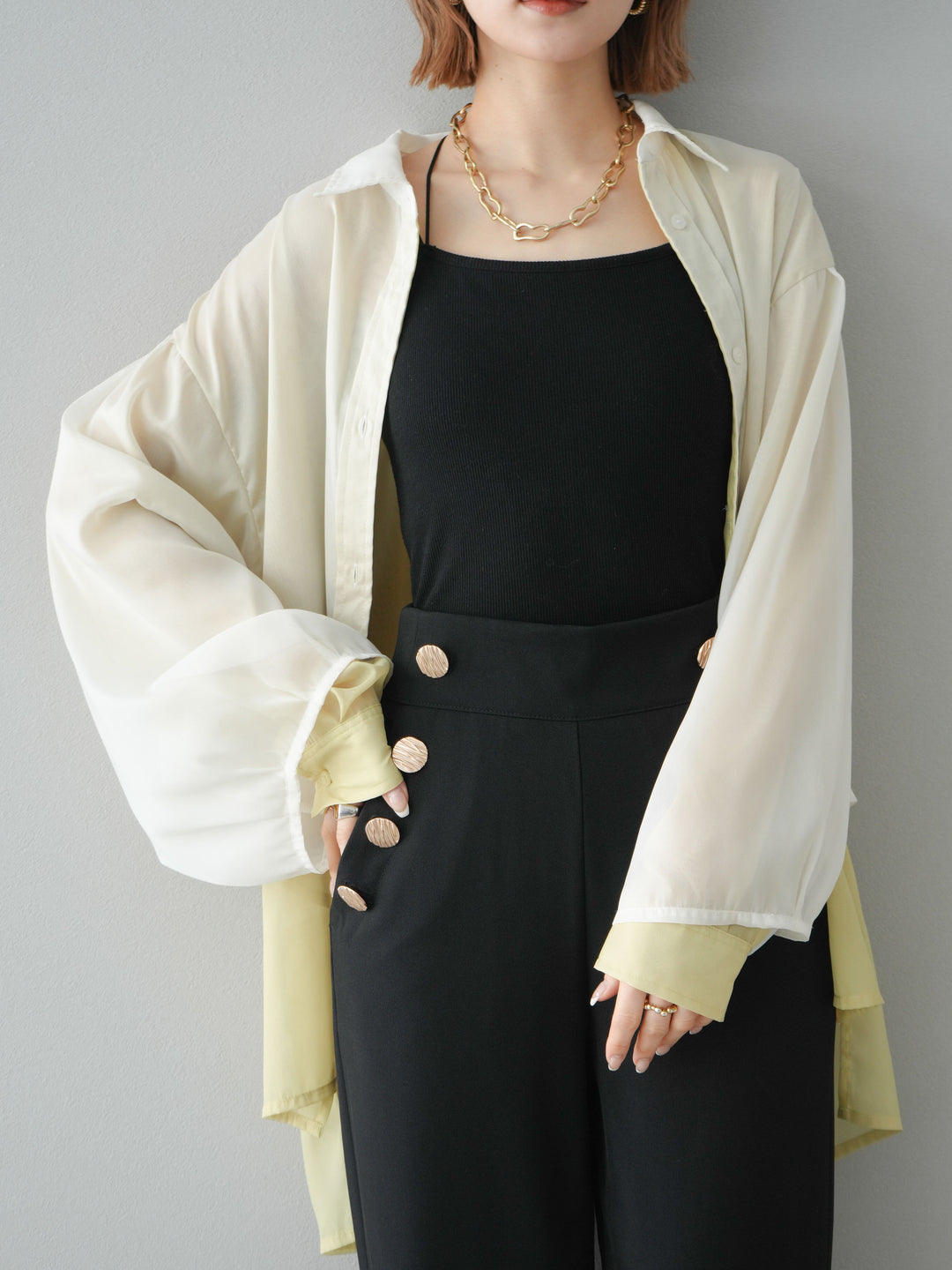 [予約]シアーレイヤードシャツ/オフ