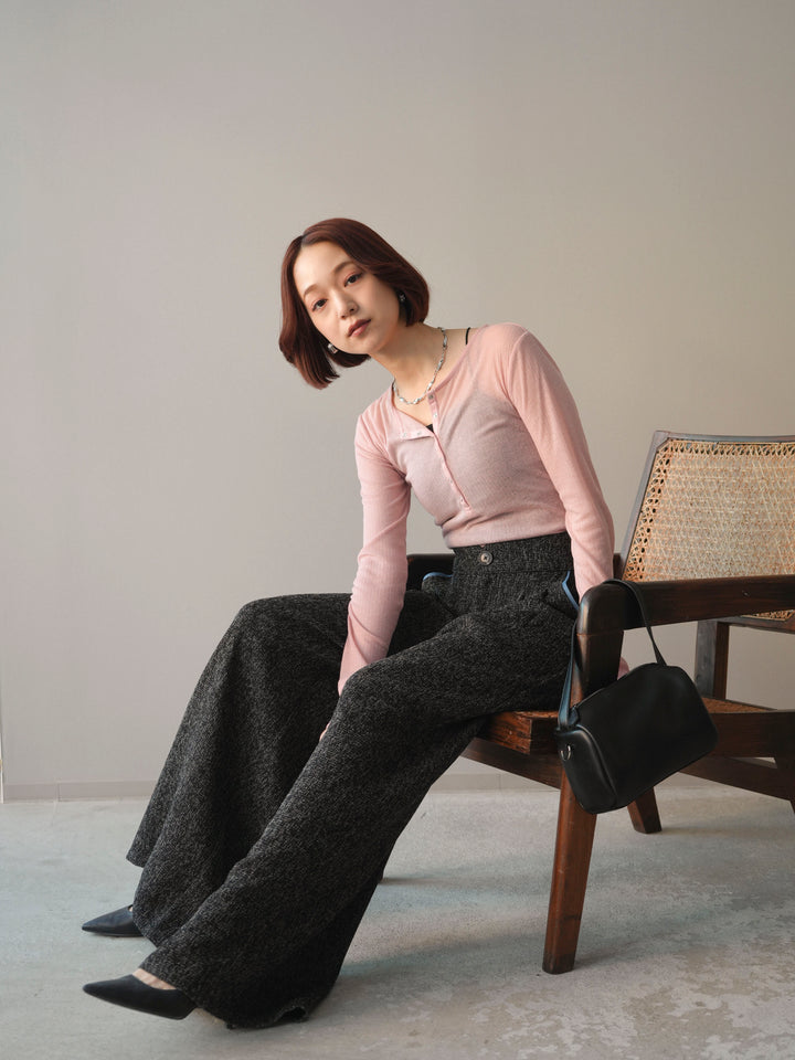 [予約]シアーリブヘンリーネックロンT/pink