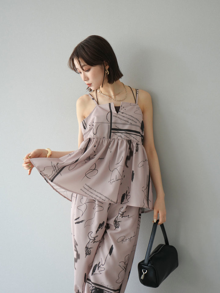 [予約]ペイント柄キャミソール/ベージュ