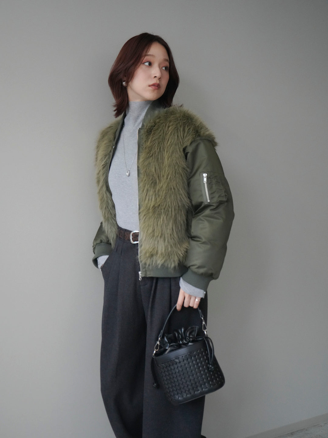 [預訂] 人造毛組合 MA-1/卡其色