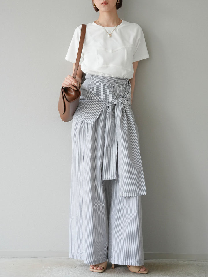 【預購】條紋休閒褲帶皮帶/黑條紋