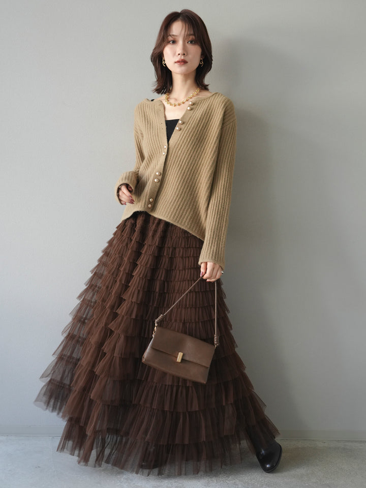 [予約]ゴールドボタンニットカーディガン/beige
