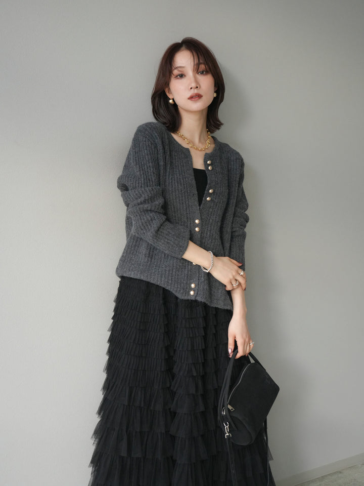 [予約]ゴールドボタンニットカーディガン/black