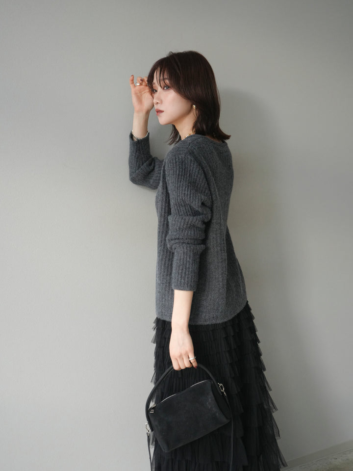 [予約]ゴールドボタンニットカーディガン/black