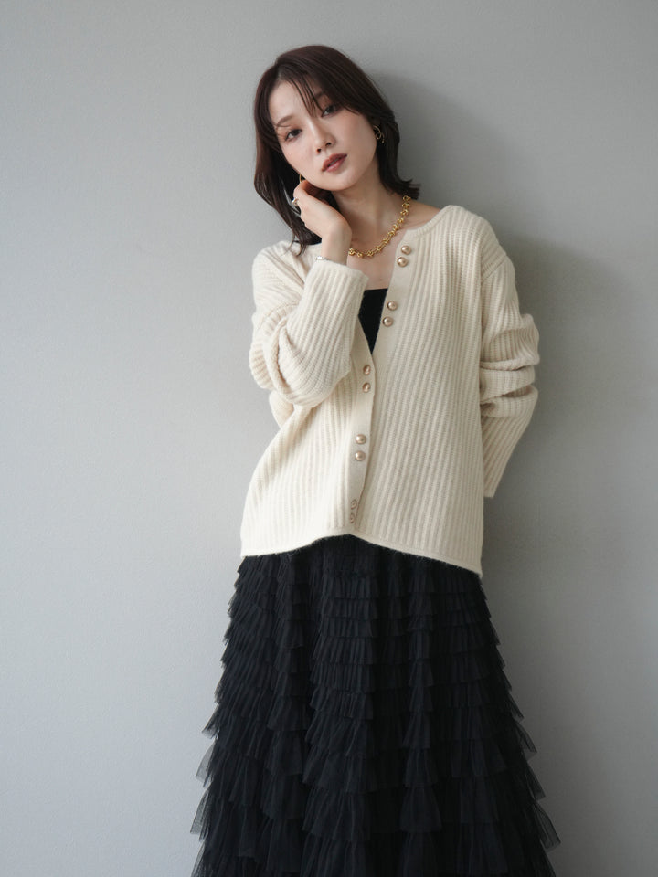 [予約]ゴールドボタンニットカーディガン/ivory