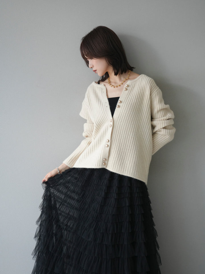 [予約]ゴールドボタンニットカーディガン/ivory