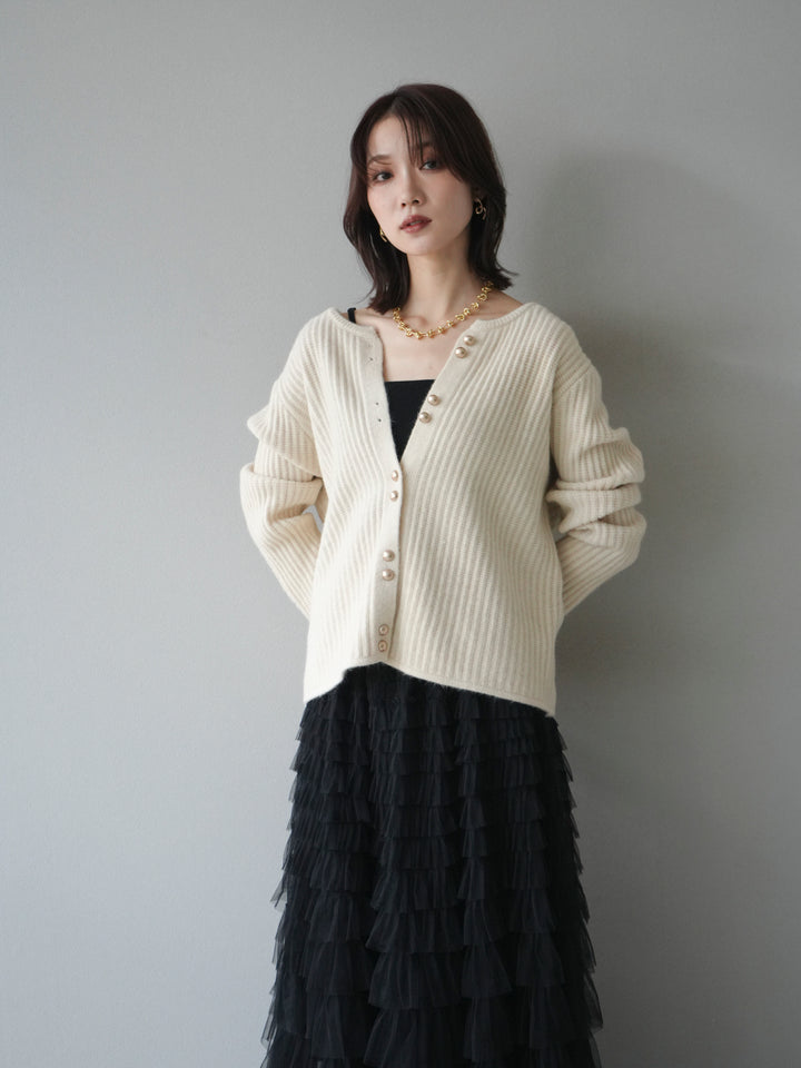 [予約]ゴールドボタンニットカーディガン/ivory