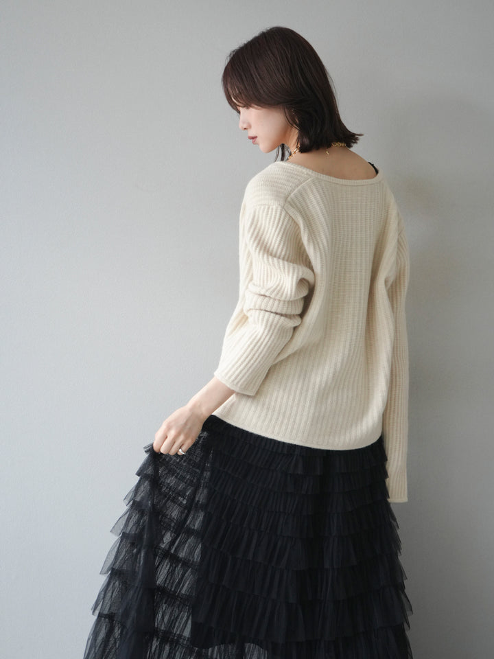 [予約]ゴールドボタンニットカーディガン/ivory