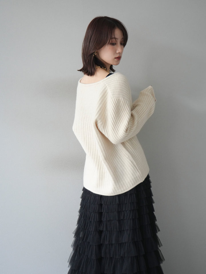 [予約]ゴールドボタンニットカーディガン/ivory