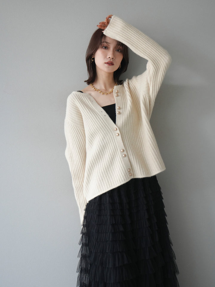 [予約]ゴールドボタンニットカーディガン/ivory
