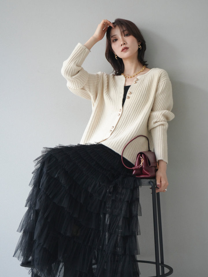 [予約]ゴールドボタンニットカーディガン/ivory