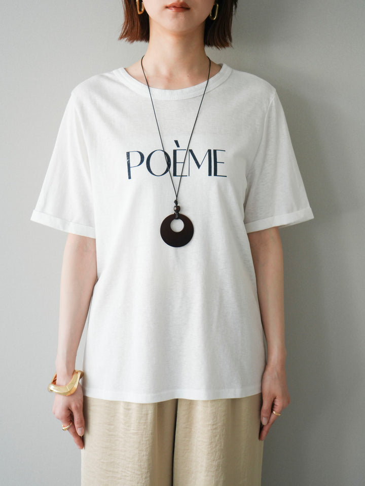 [予約]サークルネックレス付ロゴTシャツ/white