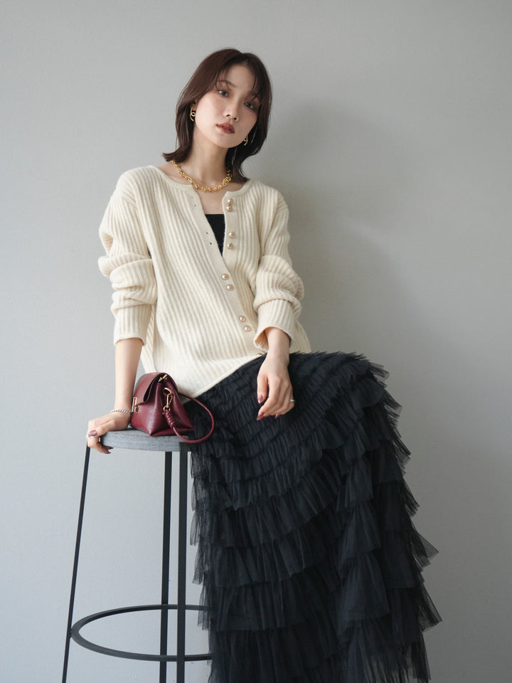 [予約]ゴールドボタンニットカーディガン/ivory