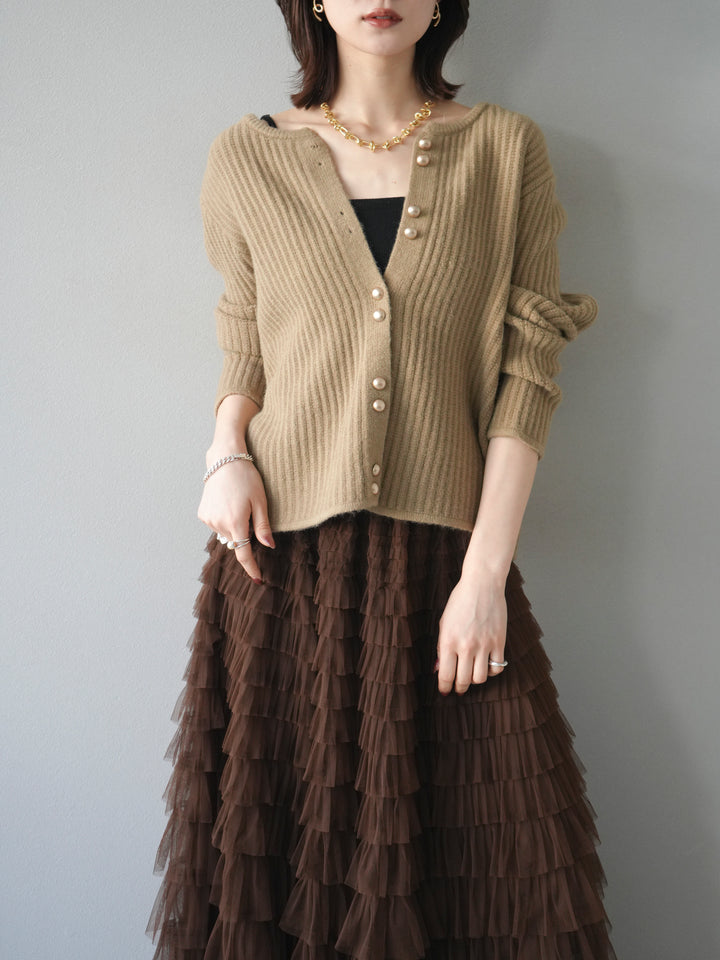 [予約]ゴールドボタンニットカーディガン/beige