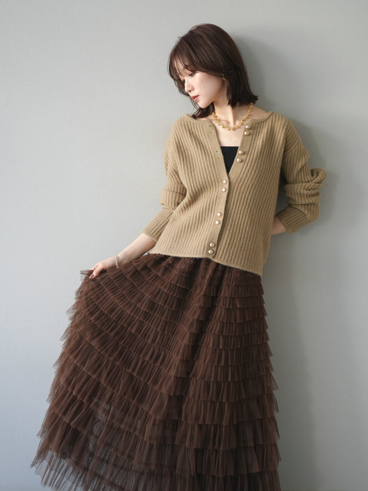 [予約]ゴールドボタンニットカーディガン/beige