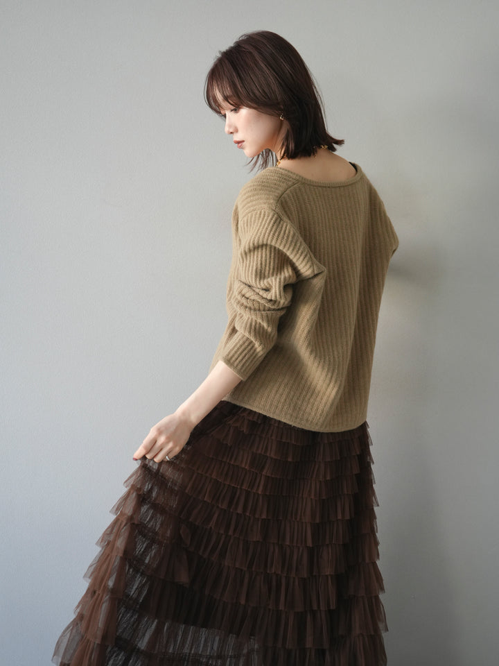 [予約]ゴールドボタンニットカーディガン/beige