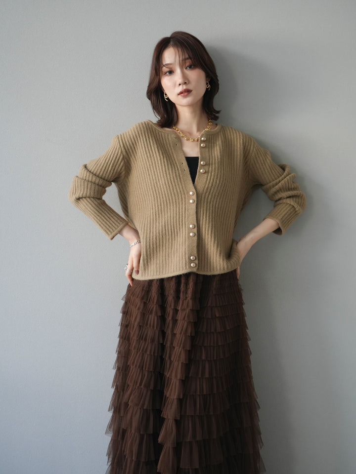 [予約]ゴールドボタンニットカーディガン/beige