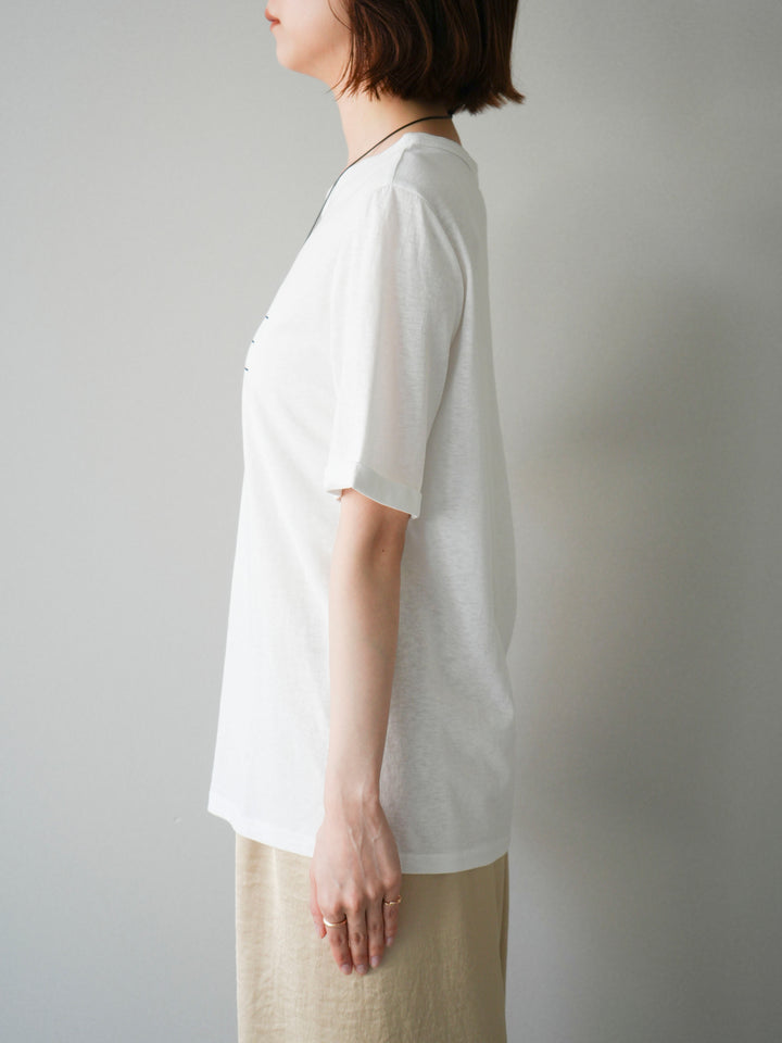 [予約]サークルネックレス付ロゴTシャツ/white