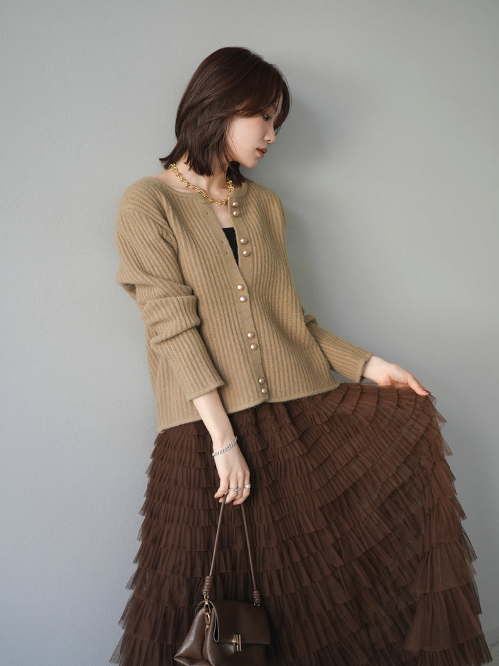 [予約]ゴールドボタンニットカーディガン/beige