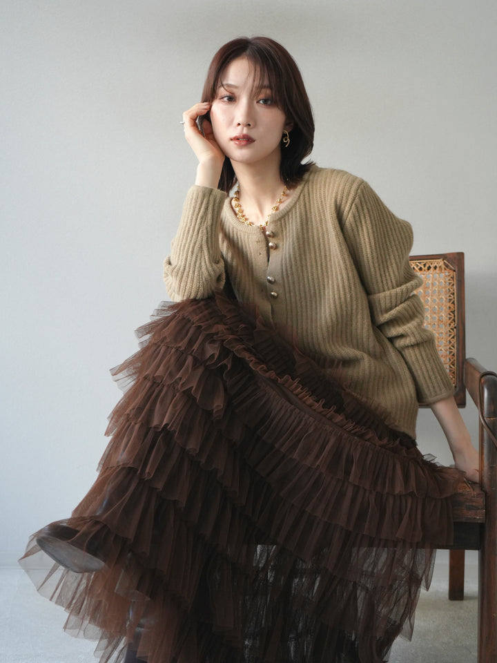 [予約]ゴールドボタンニットカーディガン/beige