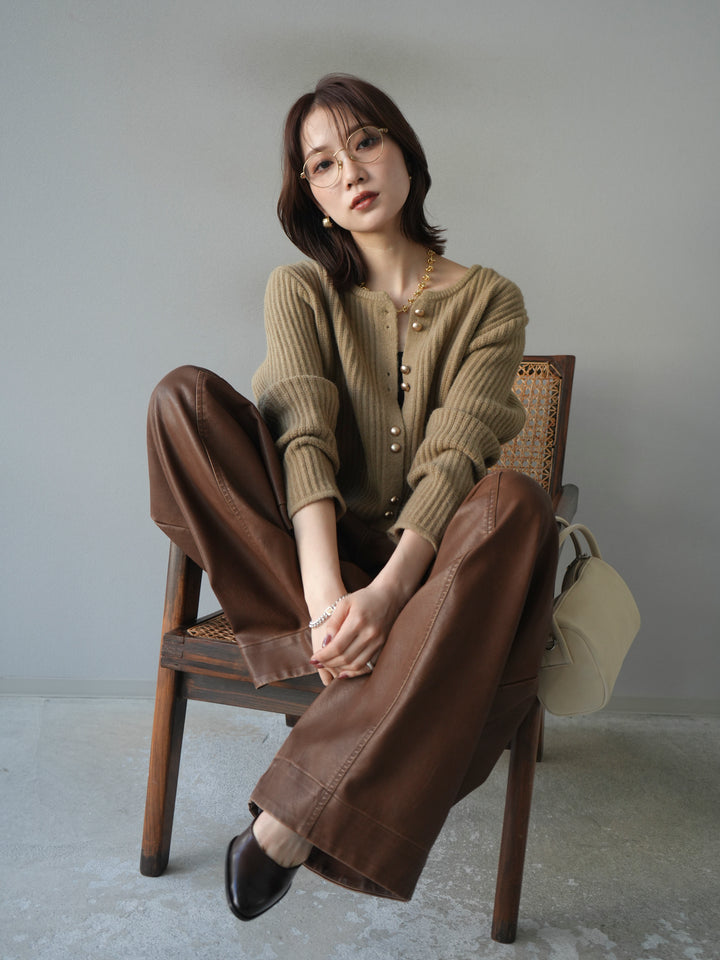 [予約]ゴールドボタンニットカーディガン/beige