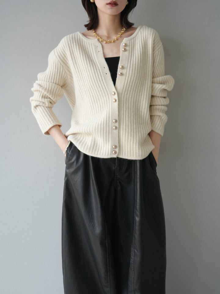 [予約]ゴールドボタンニットカーディガン/ivory