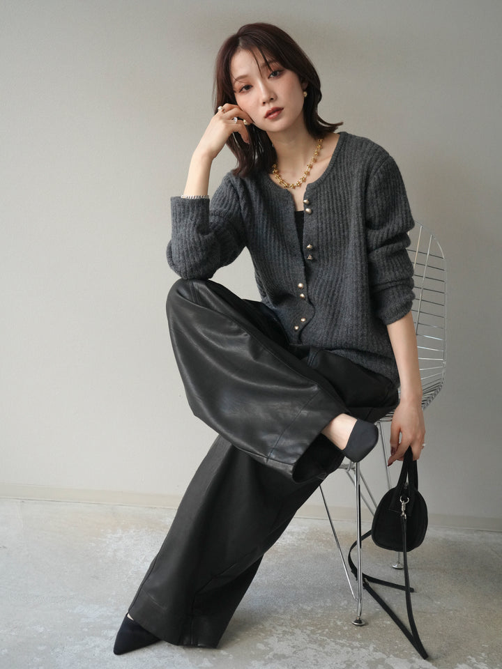 [予約]ゴールドボタンニットカーディガン/black