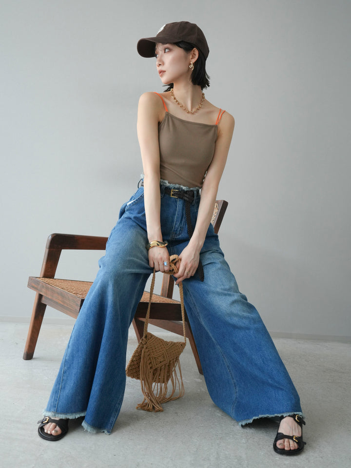 [予約]バイカラーストラップカップ付キャミソール/ベージュ