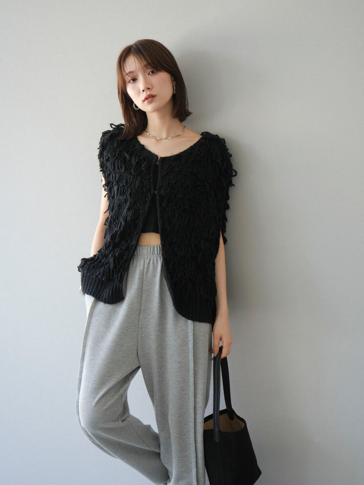 [予約]ループデザインベスト/ブラック