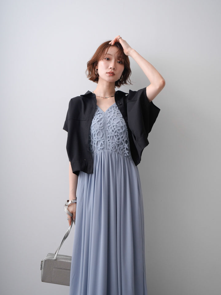 [予約]クロシェシフォンキャミワンピース/lightblue