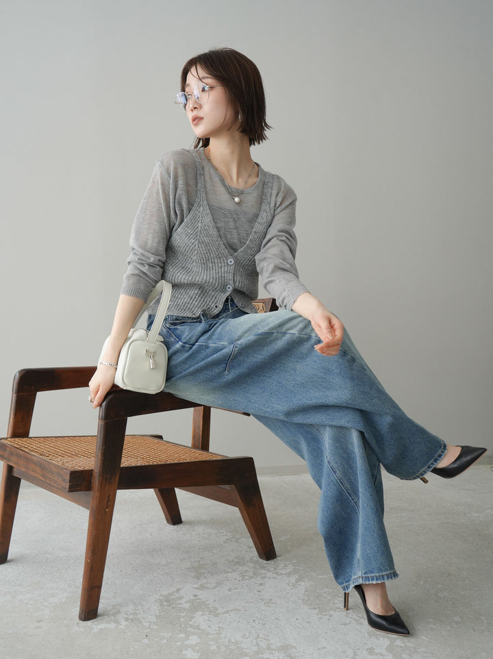 [予約]ビスチェアンサンブルシアーニット/gray