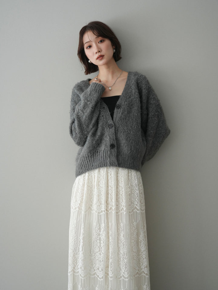 [予約]起毛シャギーニットカーディガン/gray