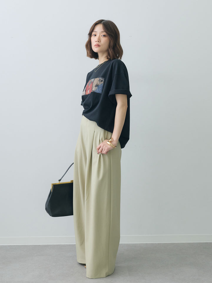 [SET]スリードッグフォトボックスTEE+アシンメトリーベルトタックワイドパンツ(2set)