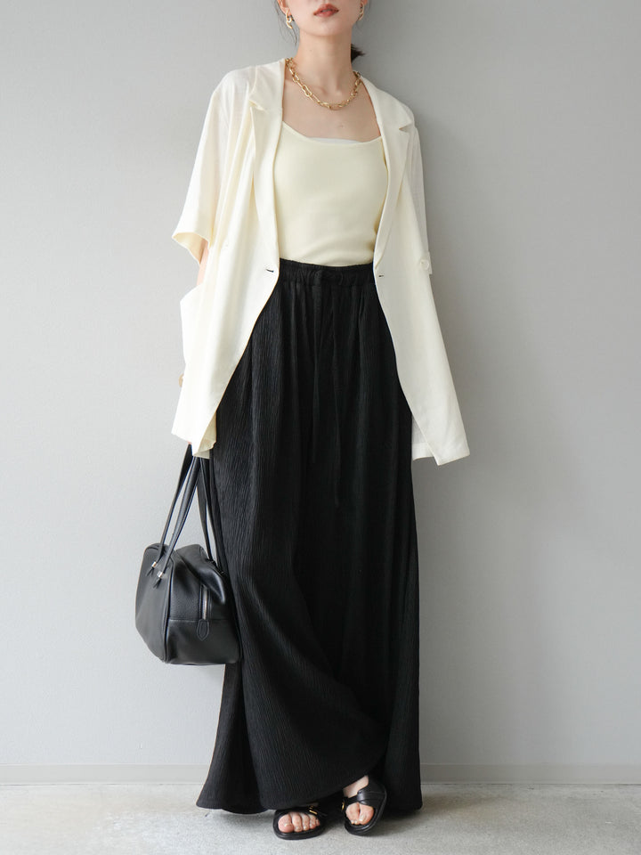 [予約]楊柳バギーパンツ/ブラック