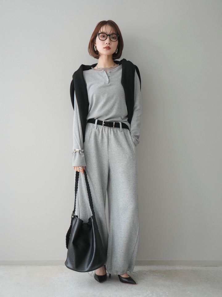 [予約]チュールレイヤードヘンリーネックカットソー/gray