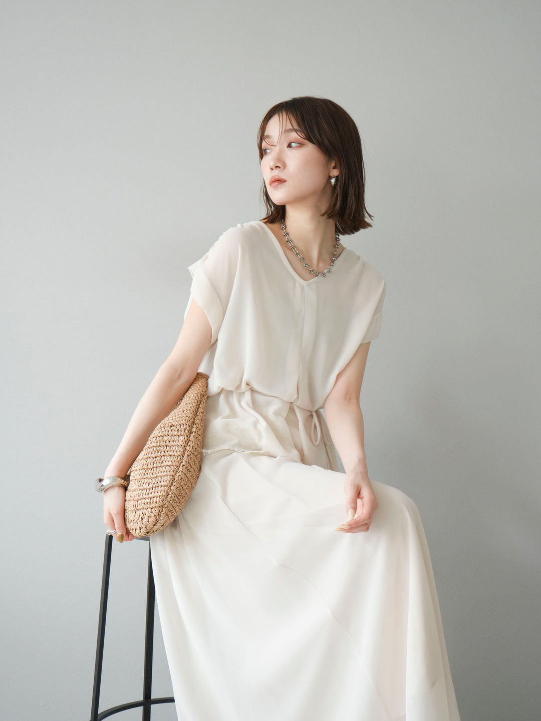 [SET]シフォンブラウス＆レースデザインフレアスカートSET UP(2set)