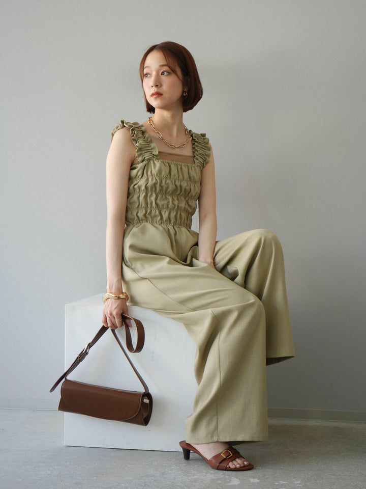 [予約]ヘザーエステルシャーリングサロペット/ベージュ